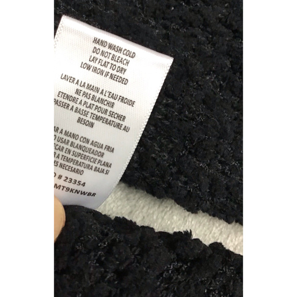 Bobeau Women’s Large Black Popcorn Knit Turtleneck Sweater Hi-Low Hem NWOT - Picture 6 of 13